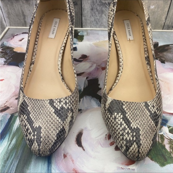 Cole Haan Harlow Snakeskin Embossed Leather Heels Size 9.5 - Picture 3 of 14